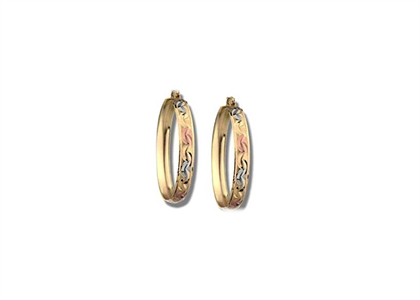 Tri Tone Plated | Diamond Cut Bangle Earrings Without V